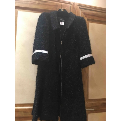 Pre-owned Chanel Tweed Coat In Black