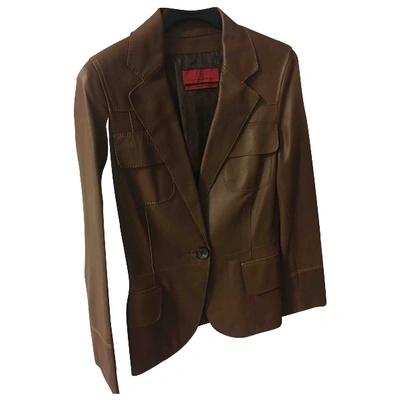 Pre-owned Carolina Herrera Camel Leather Leather Jacket