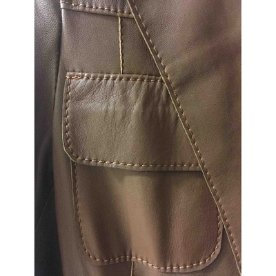 Pre-owned Carolina Herrera Camel Leather Leather Jacket