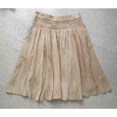 Pre-owned Theory Mid-length Skirt In Beige