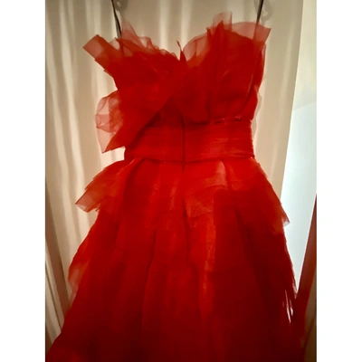 Pre-owned Monique Lhuillier Silk Maxi Dress In Red
