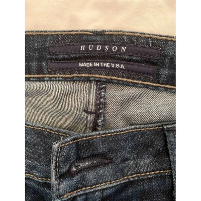 Pre-owned Hudson Straight Jeans In Navy