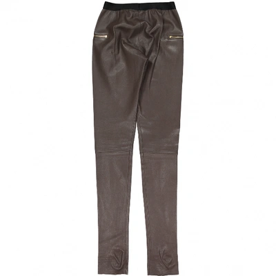 Pre-owned Les Chiffoniers Leather Slim Pants In Grey