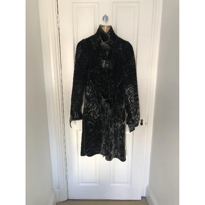 Pre-owned Hoss Intropia Faux Fur Coat In Black