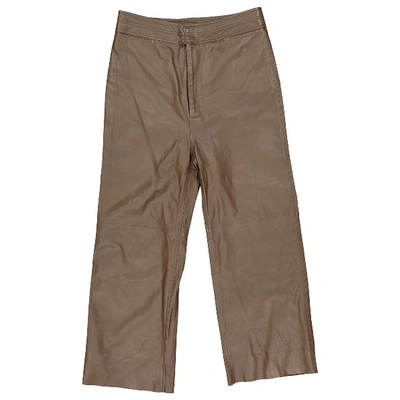 Pre-owned Apiece Apart Leather Straight Pants In Brown