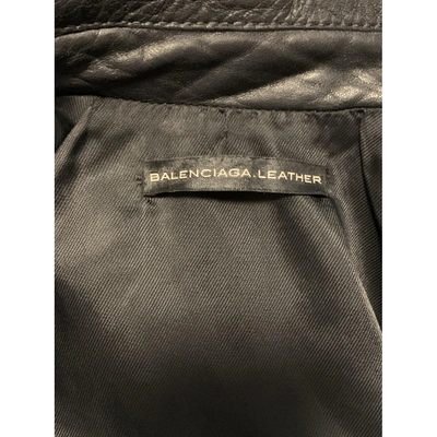 Pre-owned Balenciaga Leather Biker Jacket In Grey