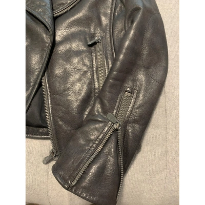 Pre-owned Balenciaga Leather Biker Jacket In Grey