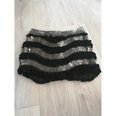 Pre-owned Ferragamo Glitter Mid-length Skirt In Black