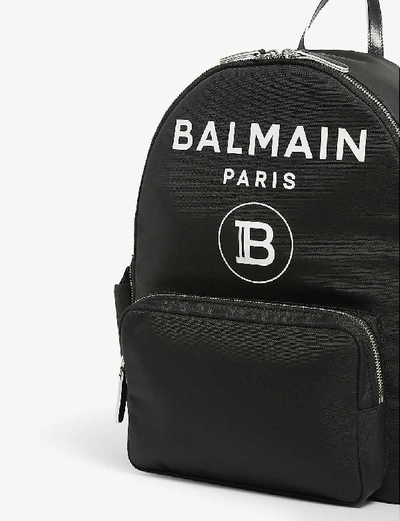 Shop Balmain Logo Print Nylon Baby Changing Backpack In Black