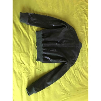 Pre-owned Dsquared2 Leather Biker Jacket In Green