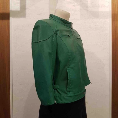 Pre-owned Fendi Green Leather Leather Jacket
