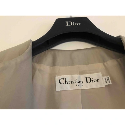 Pre-owned Dior Leather Short Vest In Grey