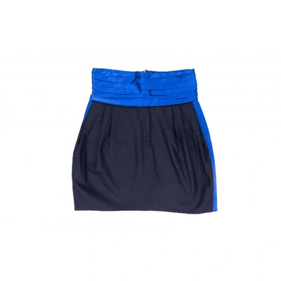 Pre-owned Pierre Balmain Wool Mini Skirt In Blue
