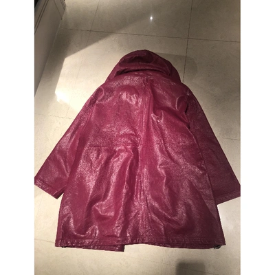 Pre-owned Balenciaga Leather Trench Coat In Pink