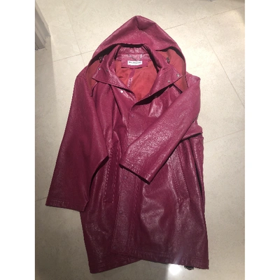 Pre-owned Balenciaga Leather Trench Coat In Pink