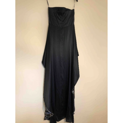 Pre-owned Philipp Plein Silk Maxi Dress In Black