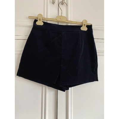 Pre-owned Diane Von Furstenberg Blue Suede Shorts