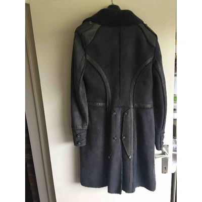 Pre-owned Dolce & Gabbana Grey Shearling Coat