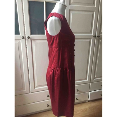 SAINT LAURENT Pre-owned Linen Mid-length Dress In Red
