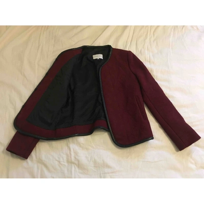 Pre-owned Maje Wool Jacket In Burgundy