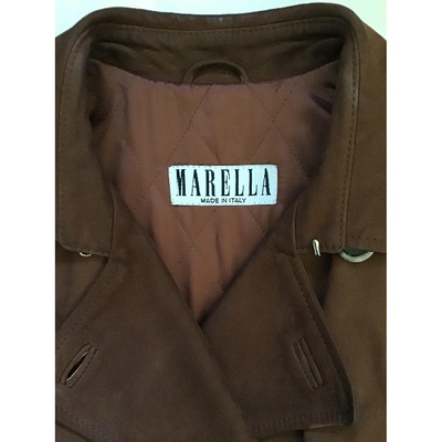 Pre-owned Marella Leather Biker Jacket In Brown