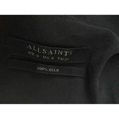 Pre-owned Allsaints Silk Mid-length Dress In Black