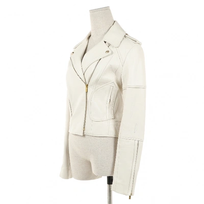 Pre-owned Diane Von Furstenberg White Leather Jacket
