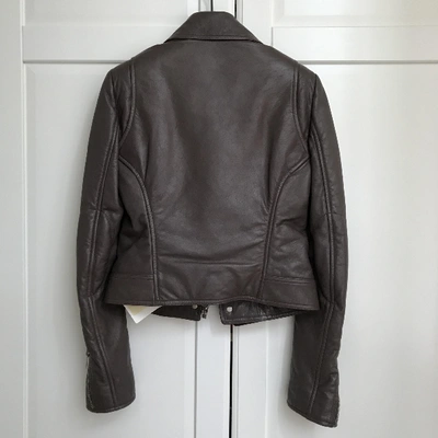 Pre-owned Balenciaga Leather Biker Jacket In Grey