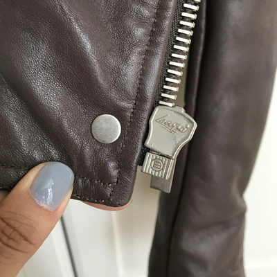 Pre-owned Balenciaga Leather Biker Jacket In Grey