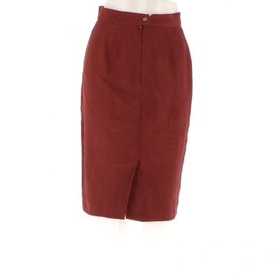 Pre-owned Max Mara Linen Skirt Suit In Burgundy