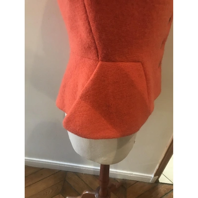 Pre-owned Herve Leger Wool Short Vest In Orange