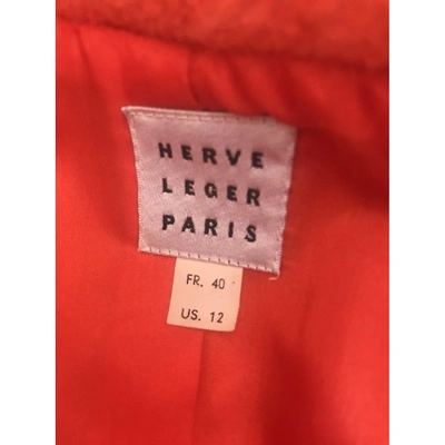 Pre-owned Herve Leger Wool Short Vest In Orange