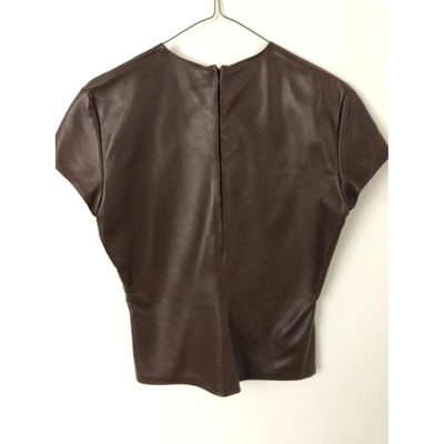 Pre-owned Ralph Lauren Leather Blouse In Brown
