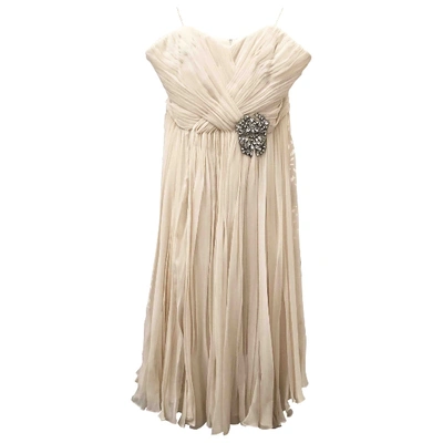 Pre-owned Marchesa Silk Mid-length Dress In White