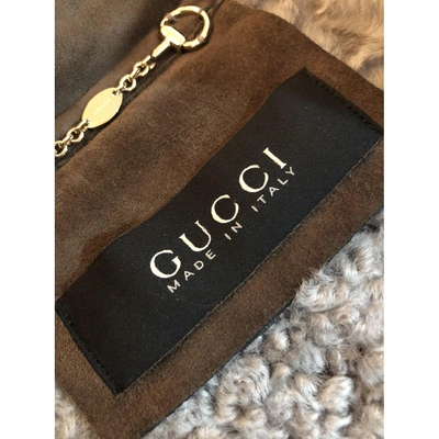 Pre-owned Gucci Khaki Shearling Coat