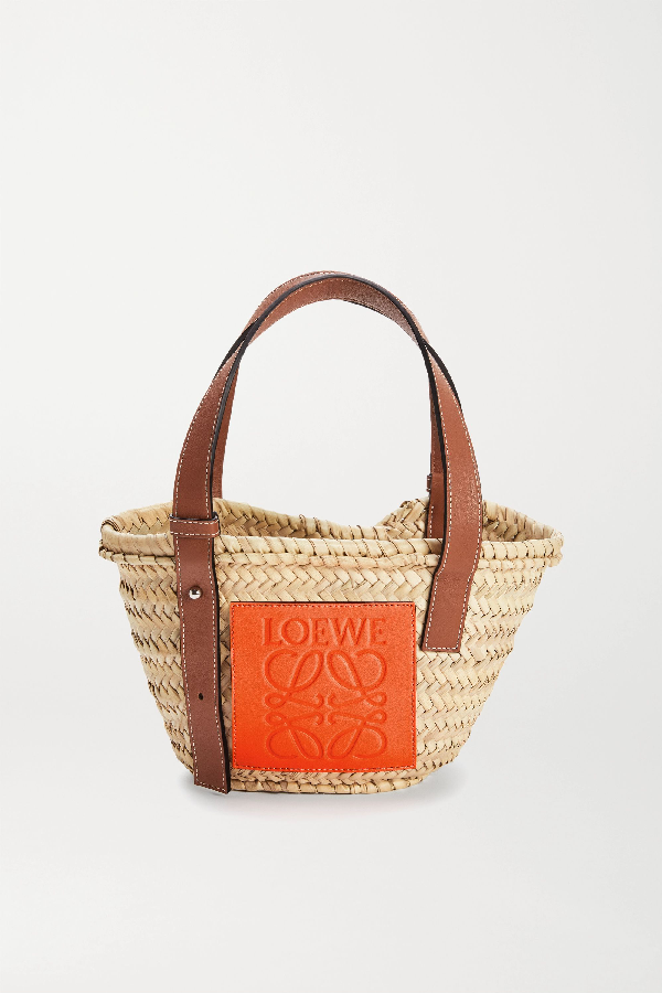 loewe small raffia basket bag