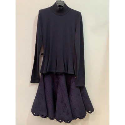 Pre-owned Alaïa Wool Skirt Suit In Blue