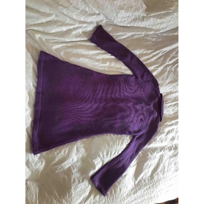 Pre-owned Ballantyne Cashmere Cardi Coat In Purple