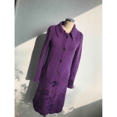 Pre-owned Ballantyne Cashmere Cardi Coat In Purple