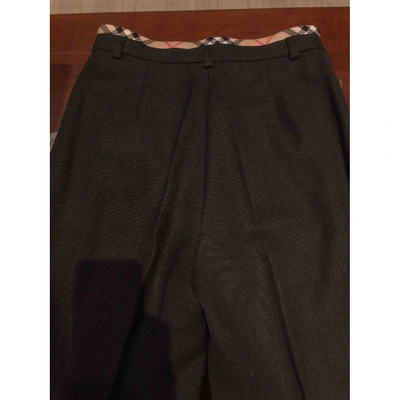 Pre-owned Burberry Wool Straight Pants In Grey