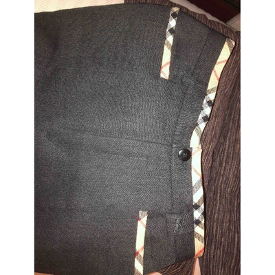 Pre-owned Burberry Wool Straight Pants In Grey