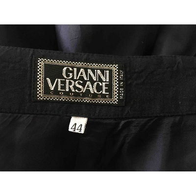 Pre-owned Versace Linen Dress In Blue