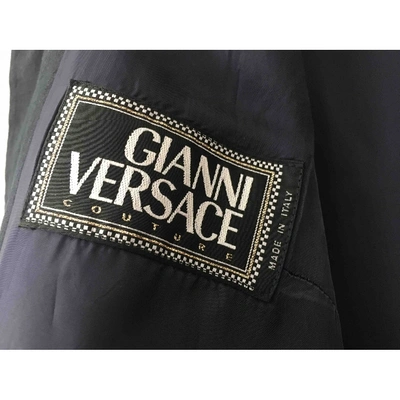 Pre-owned Versace Linen Dress In Blue