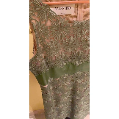 Pre-owned Valentino Lace Mid-length Dress In Green