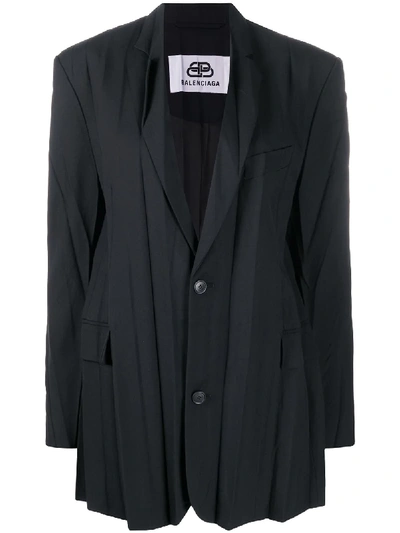 Shop Balenciaga Plissee Pleated Jacket In Black
