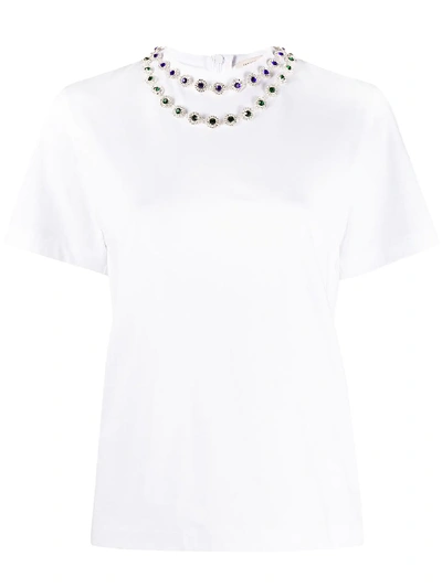 Shop Christopher Kane Flower Crystal T-shirt In White
