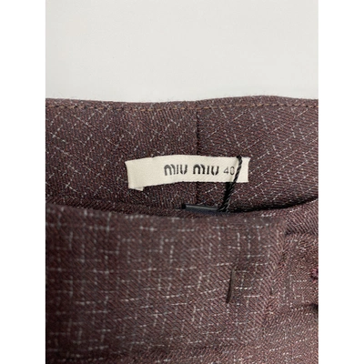 Pre-owned Miu Miu Wool Trousers In Burgundy