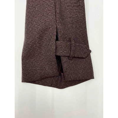 Pre-owned Miu Miu Wool Trousers In Burgundy