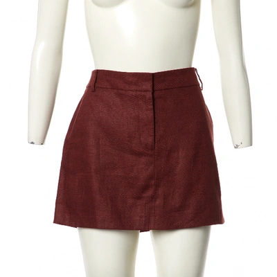 Pre-owned Tibi Burgundy Linen Skirt