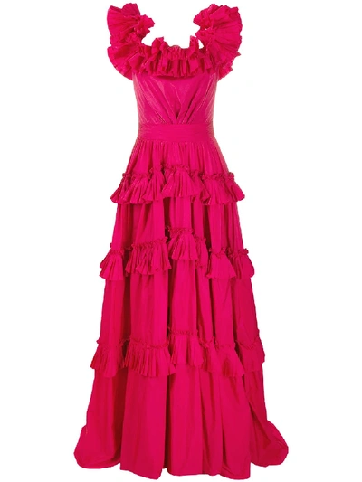 Shop Zuhair Murad Ruffled Tiered Gown In Pink